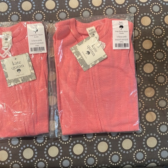Kate Quinn Zipper Footie Lollipop Pink Pointellle NIB NWT - Picture 2 of 5